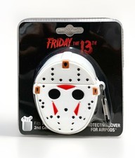 NEW Friday The 13th JASON MASK 1st or 2nd Gen Airpod White Soft Gel Case w/Clip