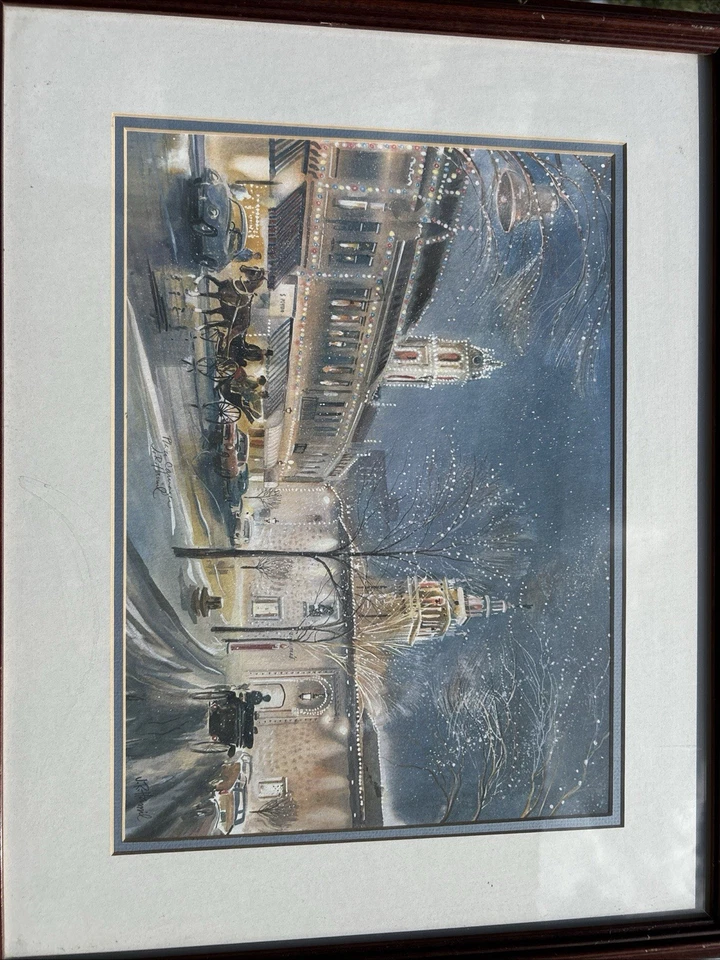 J.R. Hamil Watercolor Plaza Carnegie Pittsburgh Pennsylvania PA Signed Framed - Image 3 of 4