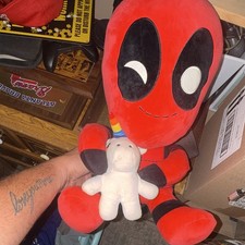 Deadpool Plush Doll Holding White Unicorn, Medium 14-24 in, 2024 Ages 4-7