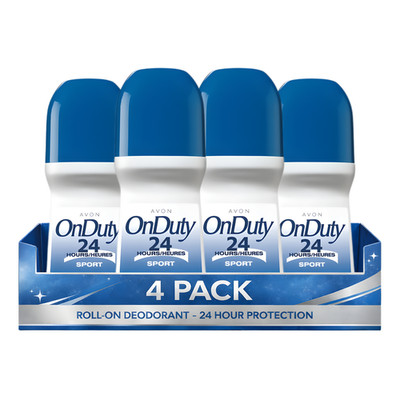 Avon On Duty Sport 24 Hr Roll-On Antiperspirant Deodorant, 2.6 fl oz (Pack of 4)