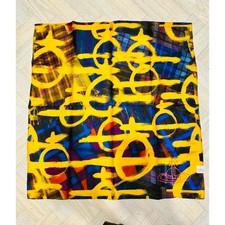 Foulard vintage Vivienne Westwood Orb tartan multicolore jaune carré rare