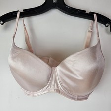 Victoria's Secret 34D Baby Pink Satin Push Up Bra Vintage Light Pink Padded
