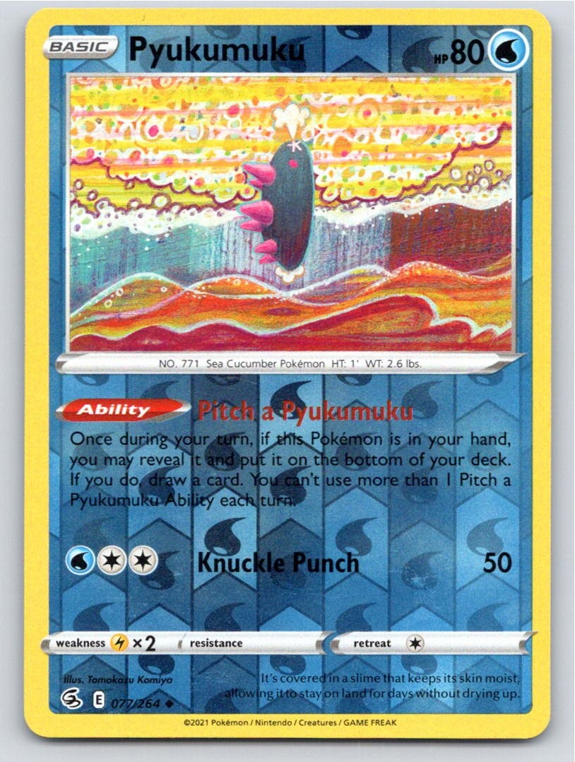 POKEMON PYUKUMUKU FUSION STRIKE 077/264 REVERSE HOLO UNCOMMON LP A46429 FREE S&H
