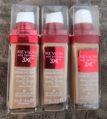 Revlon Age Defying 3X Liquid Foundation 35 Natural Beige 1 fl oz ea (3 PACK) New