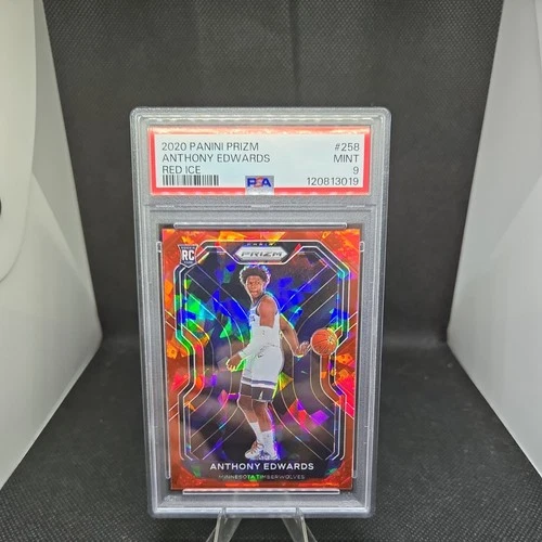 2020 Panini Prizm #258 Anthony Edwards Red Ice Prizm Rookie Card RC PSA 9