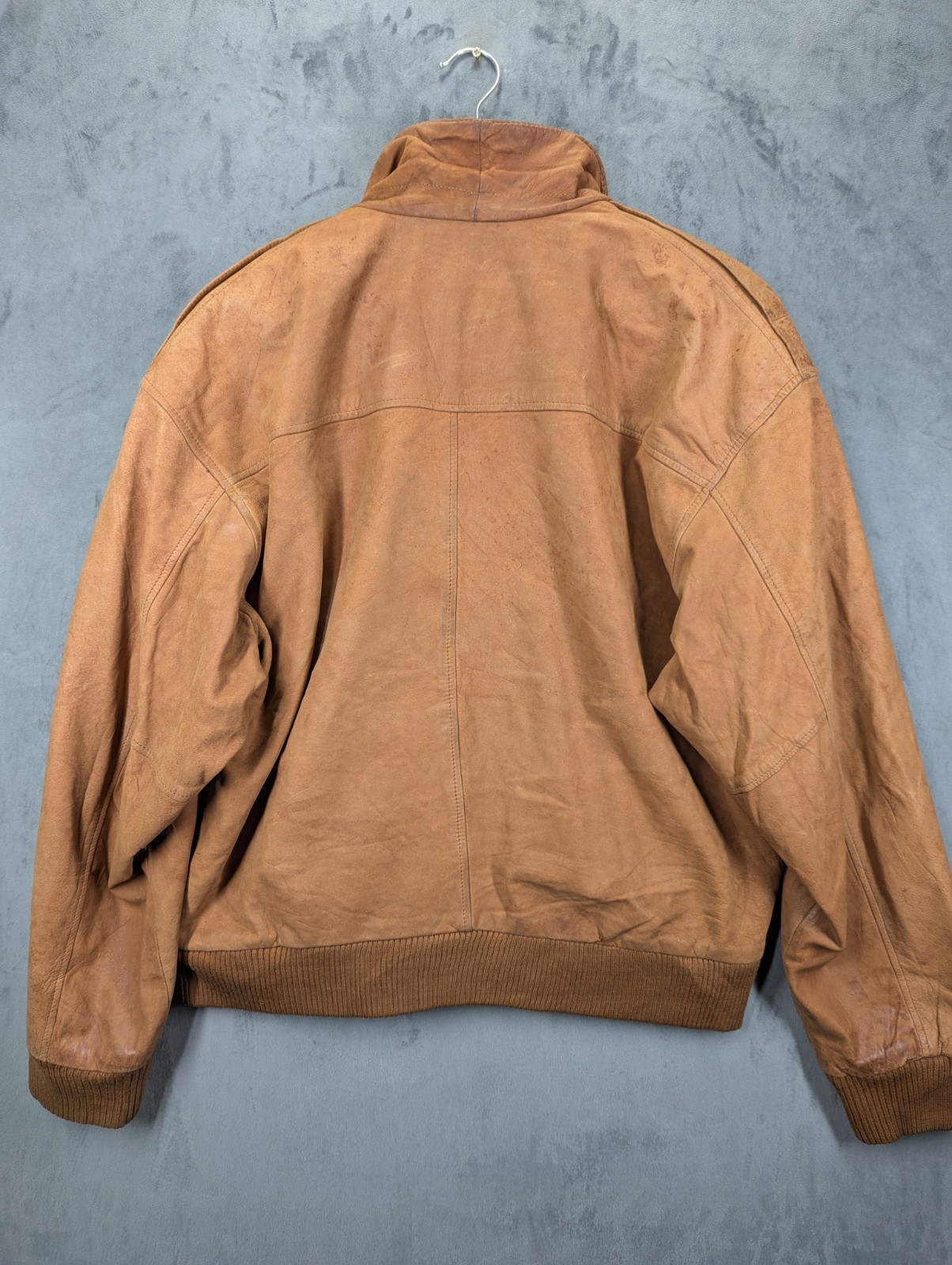 Rock Creek Vintage Leather flying Jacket Large Relaxed Fit Distressed Lined Zip image 7