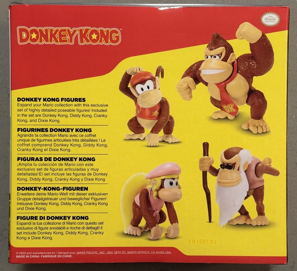 New Jakks Pacific Donkey Kong 4 Pack Figure Set Dixie Cranky Diddy Nintendo 2025 - Image 2 of 3