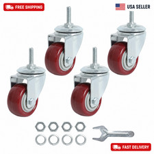 Swivel Caster Wheels 2 Inch Heavy Duty Threaded Stem Casters 3/8"-16x1 Set of 4