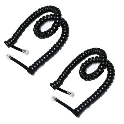 2 Pack 6P6C RJ12 Coiled Telephone Cord 1.6Ft Male to Male Phone Cable