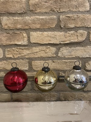 Pottery Barn Glass Ornament Scented Candles Red Gold Silver Candle