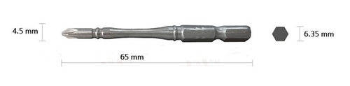 MAKITA A-57451 Silver Torsion Screw Bit 1/4" Hex PH 1 (Slim) 65mm kor - Picture 2 of 3