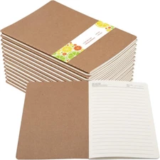 30Pack A5 Blank Notebook Bulk Set Lined Kraft 80 Page Paper Journals, 8.3x5.5 in