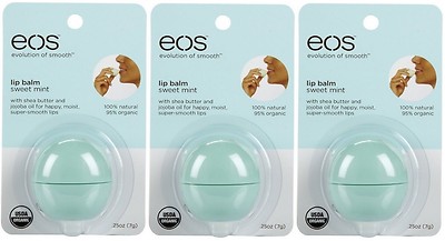 3 Pack Eos Smooth Sphere Evolution Lip Balm Sweet Mint Flavor .25Oz