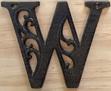 Cast Iron Letter "W" Ornate Scroll Filigree Monogram Alphabet Decor w/ Screws