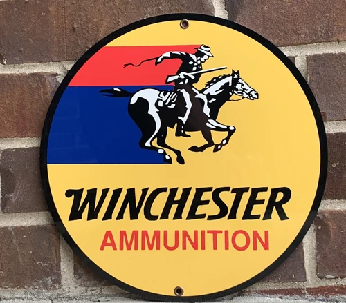 Winchester Ammunition Hunting Gun Vintage Style Round Metal Sign