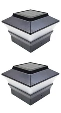 2-Pack Solar Black 4"x4" Square Deck Post Fence Light Bright LED PL244B