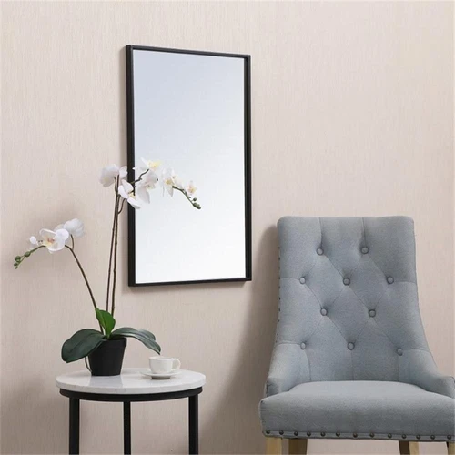 Elegant Decor Eternity 18" x 28" Modern Metal Frame Mirror in Black - Picture 7 of 9