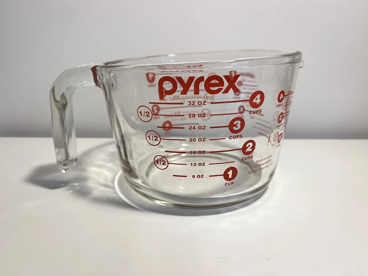 pyrex glass 4 cup measuring cup clear glass red lettering eBay