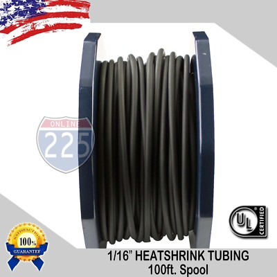 ALL SIZES 1 -100 FT Black Polyolefin 2:1 Heat Shrink Tubing Wire Sleeving UL LOT