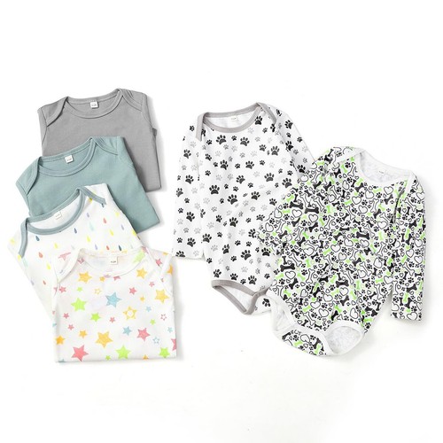 Unisex Newborn Baby Bodysuits Ribbed Long Sleeve Romper One-piece Outfits Clo... - Picture 7 of 7