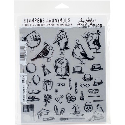 Tim Holtz Cling Stamps 7''X8.5''-Mini Bird Crazy & Things, CMS-LG-250