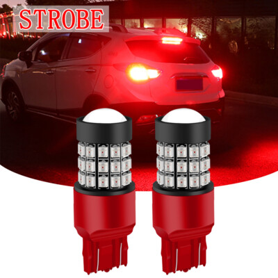 7443 LED Strobe Flashing Blinking Brake Tail Light Parking Bulbs Safety Warning