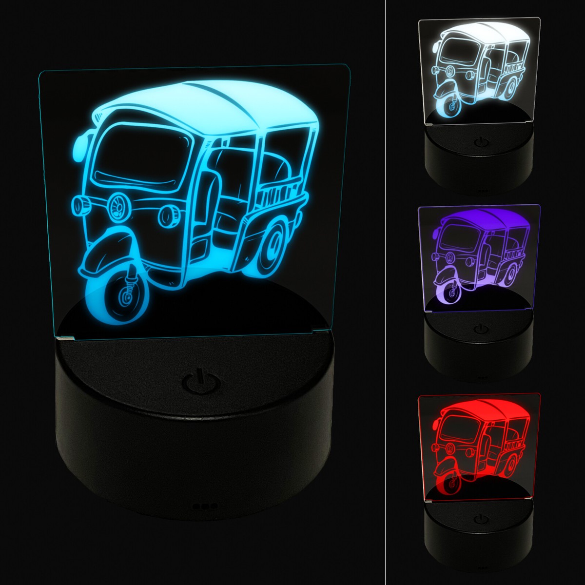Tuk-Tuk Auto Rickshaw Thailand Asian Taxi 3D Illusion LED Night