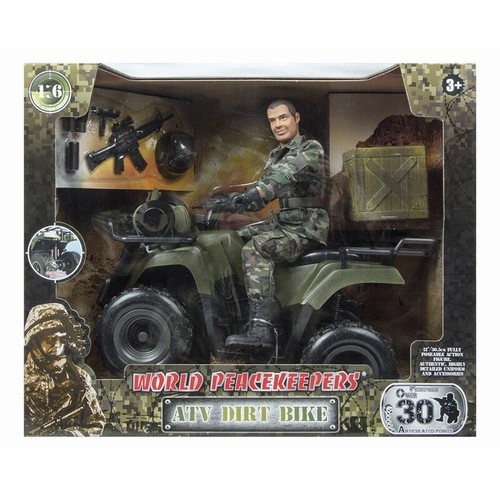 Soldatino bambola mobile 1:6 fuoristrada 4x4 moto modello militare giocattolo per bambini - Foto 8 di 18