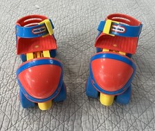 VINTAGE LITTLE TIKES ADJUSTABLE ROLLER SKATES FOR KIDS BLUE RED YELLOW