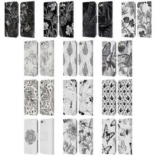 HAROULITA BLACK AND WHITE 5 LEATHER BOOK WALLET CASE FOR APPLE iPOD TOUCH MP3