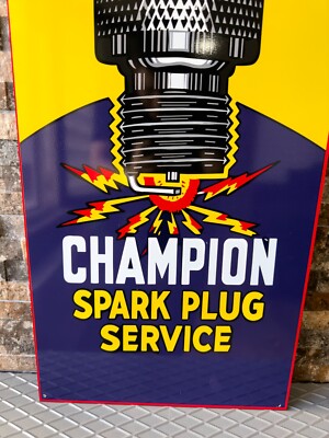 Vintage Champion Spark Plug Heavy Metal Sign- XXXL (118x40 cm) | eBay