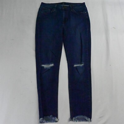 Just Black 28 Raw Hem Mid Rise Skinny Dark Wash Stretch Denim Womens Jeans