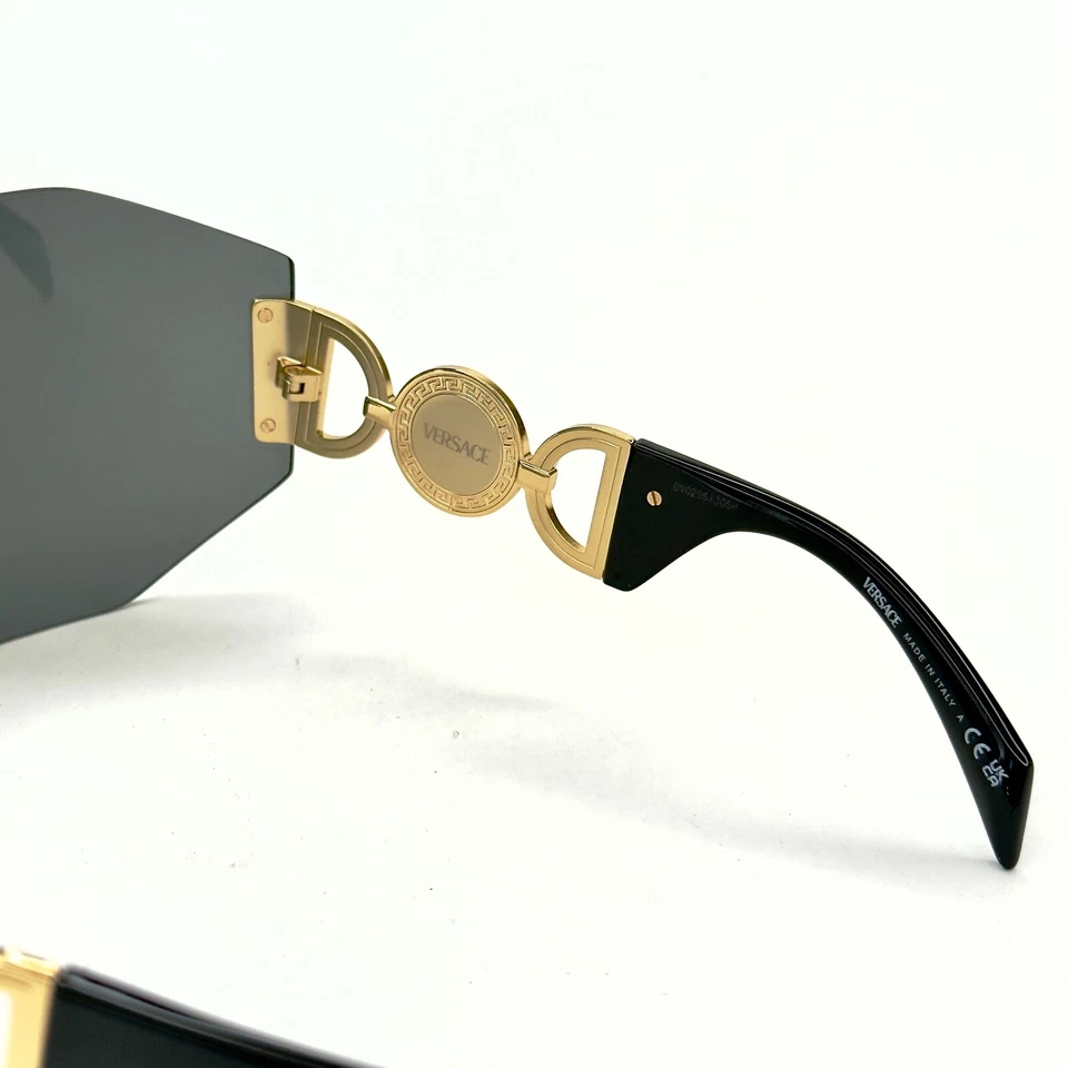 VERSACE 2258 MEDUSA BIGGIE Máscara Negro Dorado VE2258 Envoltura Unisex Moda Gafas de sol Foto 4 de 4