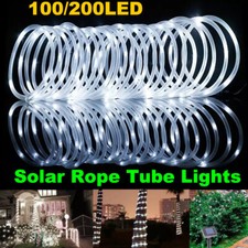 Solar Rope Tube Lights Waterproof Outdoor LED PVC Fairy String Cool Light Garden