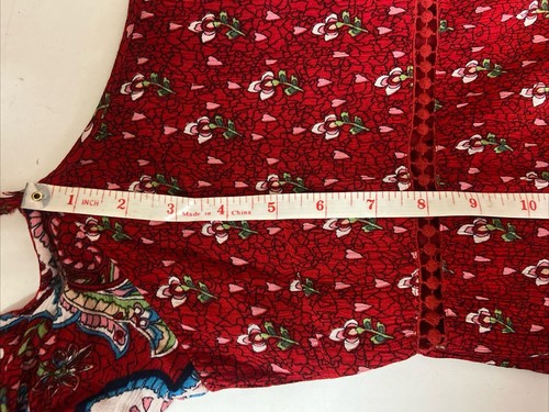 Patron Of Peace Red Floral/Heart Off The Shoulder Boho Top Floaty Size Small New - Picture 18 of 21