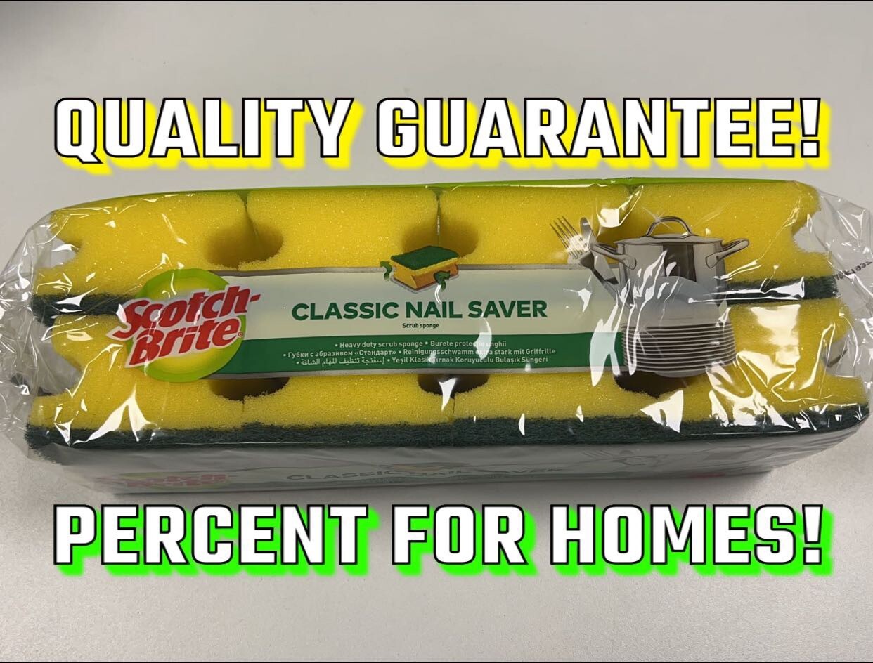 Scotch-Brite Classic Heavy duty Scrub Sponge Scourers - Pack of 8 Nail Saver