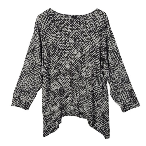 Zac & Rachel Asymmetric Knit Tunic Sweater Dolman Sleeve Black Gray Woman SZ 3X - Picture 2 of 6