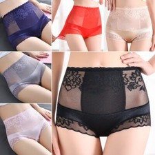 Women's High Waist Mesh Lace Brief Knicker Panties Sheer Underwear Lingerie