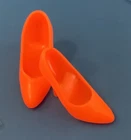 Vintage 80's Barbie Doll Shoes - Superstar Rockers NEON ORANGE SKINNY HIGH HEELS