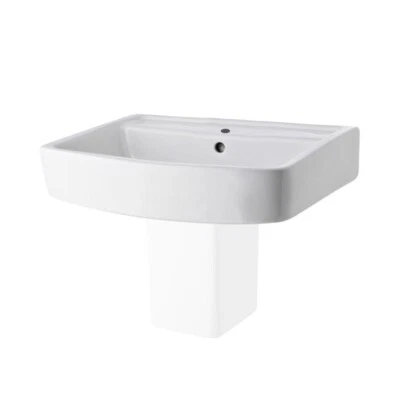 Nuie 520mm Basin ONLY Wall Mounted White Modern Bathroom Sink Square 1 Tap Hole