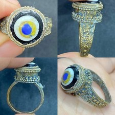 UNIQUE RARE ANCIENT BRASS PHOENICIAN ROMAN GLASS RING 300BC 