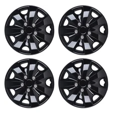 15" Set of 4 Black Wheel Covers Snap On Full Hub Caps fit R15 Tire & Steel Rim