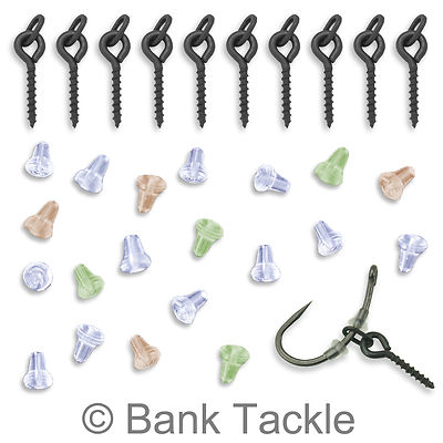 Bait Screws With Oval Link Loop x 10 + 20 x Hook Stops Carp Fishing Tackle JKJSO