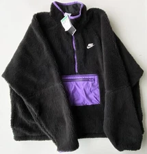Nike Men’s Club Fleece Anorak 1/2 Zip Pullover Jacket DQ4880-010 Black/Purple