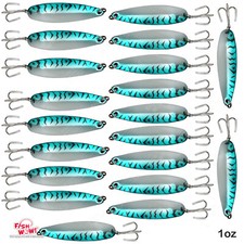 20pcs Fish WOW!® 1oz Spoon jig trolling Casting crocodile Lure Blue flutter NEW