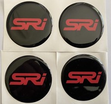 SRI ALLOY WHEEL CENTRE CAP STICKERS X4 CORSA VECTRA BLACK RED ALL SIZES