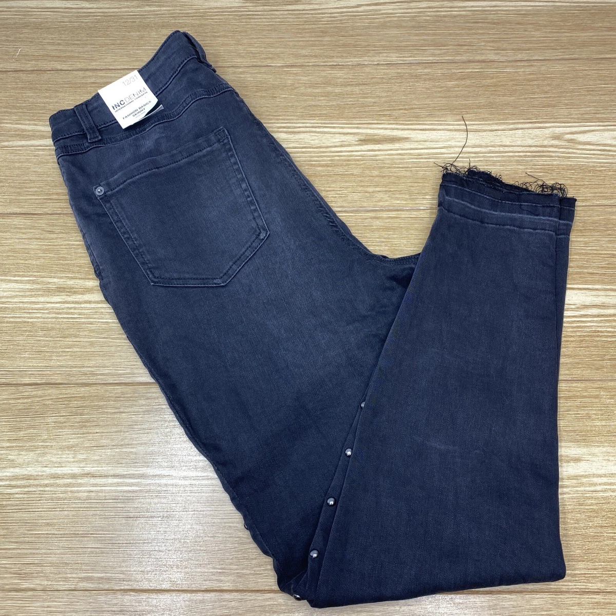 Pantalones Para Mujer Jean INC Vaqueros Ajustado Alto Con Tachuelas Talla 12