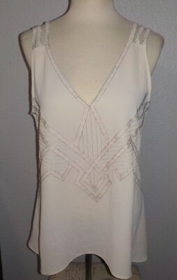 BKE BOUTIQUE FROM BUCKLE MS SIZE LARGE CREAM COLOR FASHION TANK / BLOUSE