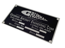 WWII USAF & U.S. Navy  Grumman Fighter Aircraft Metal Bulkhead Data Panel Plate.