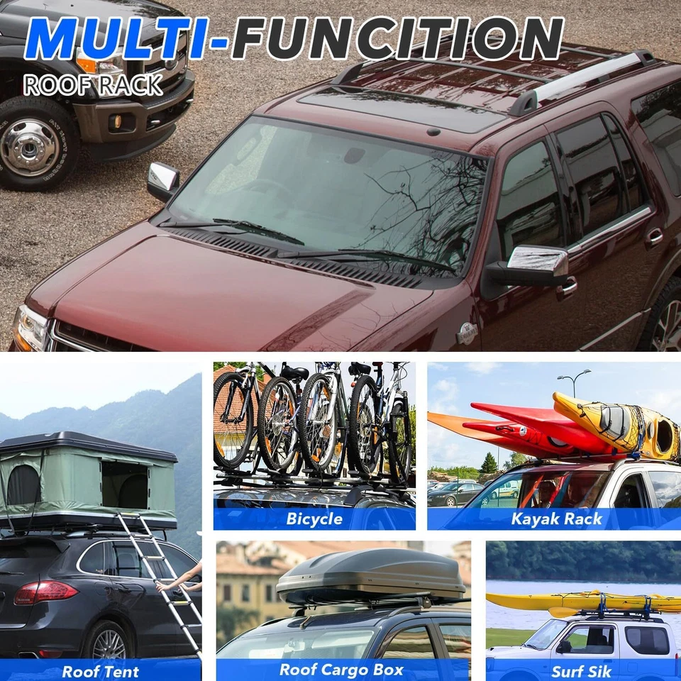 Black Aluminum Alloy Roof Rack Cross Bars for Ford Expedition Lincoln 2007-2017 - Image 4 of 4